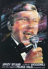 Waldemar Świerzy, Jerzy Stuhr w filmie Wodzirej, projekt plakatu, 1978 r., 1978, tempera, karton, 42
