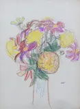Wojciech Weiss, Kwiaty w wazonie, 1910 r., 1910, ołówek, kredka, papier, 30
