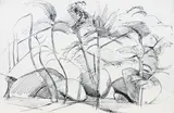 Zdzisław Cyankiewicz, Pejzaż z drzewami, tusz, papier, 22