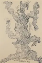 Teofil Ociepka, Drzewo, 1974 r., 1974, ołówek, papier