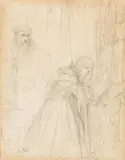 Jan Matejko, Zygmunt Stary i Barbara Zapolya ?, ok. 1860 r., 1860, ołówek, papier, 29
