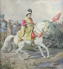Józef Brodowski, Juliusz Kossak jako Jan III Sobieski, ok. 1860-1880 r., akwarela, papier, 48