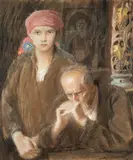 Teodor Axentowicz, Zaduma, pastel, karton