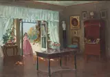 Bronisława Rychter-Janowska, Wnętrze dworku, olej, płyta