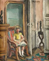 Alice Halicka, Dziewczynka w fotelu, ok. 1926–1928, olej, płótno