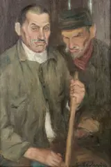 Leon Lewkowicz, Portret mężczyzn - Dozorcy, olej, płótno