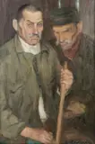 Leon Lewkowicz, Portret mężczyzn - Dozorcy, olej, płótno