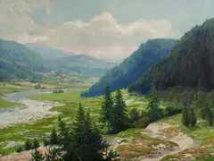 Emil Lindeman, Na granicy Węgier, 1918 r., 1918, olej, płótno