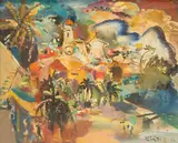 Ludwig Klimek, Villefranche - Nicea, 1966 r., 1966, olej, płótno