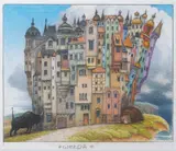 Giełda, 2013 by Jacek Yerka, 2013, kredka, papier, 11, sold Jun 2021