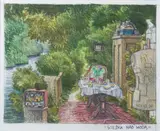 Ścieżka nad wodą, 1997 by Jacek Yerka, 1997, kredka, papier, sold Jun 2021