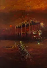 Bez tytułu, 2019 by Sebastian Moń, 2019, akryl, płyta, sold Jun 2021