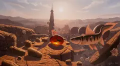 Jacek Stępień, Pejzaż fantastyczny z bursztynem, 2021, 2021, olej, płótno