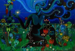 Noc zapalająca majowe gwiazdy, 2021 by Karolina Matyjaszkowicz, 2021, akryl, płótno, sold Jun 2021
