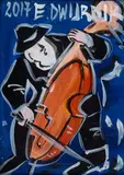 Kontrabasista, 2017 by Edward Dwurnik, 2017, akryl, płótno, sold Jun 2021