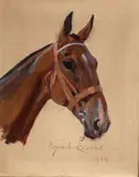 Głowa konia, 1924 r. by Wojciech Kossak, 1924, olej, płótno, 51, sold Jul 2021