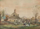 Erazm Rudolf Fabijański, Przed chatą, akwarela, papier, 20
