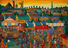 Paweł Wróbel, Wesołe miasteczko, 1981 r., 1981, olej, płótno