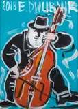 Kontrabasista, 2018 r. by Edward Dwurnik, 2018, akryl, płótno, sold Jul 2021