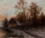 Franciszek Zajchowski, Stary dom pod miastem, 1891 r., 1891, olej, płótno naklejone na deskę