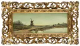 Pejzaż z wiatrakiem by Mn naśladowca Józefa Chełmońskiego, olej, płótno, sold May 2021