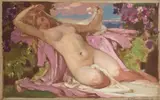 Bolesław Jan Czedekowski, Akt w pejzażu, 1918 r., 1918, olej, tektura