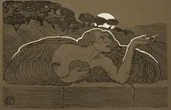 Edward Okuń, Śpiew pierwszy, cynkografia dwubarwna, papier
