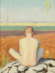 Pieśń ziemi, 1930 r. by Wlastimil Hofman, 1930, olej, płyta, sold May 2021