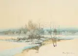 Tadeusz Rybkowski, Zima, 1872 r., 1872, akwarela, papier, 28