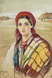 Stanisław Grzyms, Góralka, pastel, papier, 61