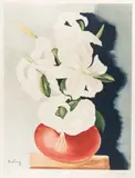Białe lilie w wazonie by Moïse Kisling, litografia, papier, sold May 2021