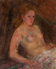 Eugeniusz Eibisch, Półakt kobiety, olej, płótno, 65