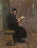 Czytający Żyd by Mn naśladowca Józefa Chełmońskiego, olej, płótno, sold May 2021