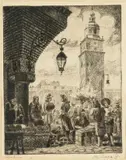 Jan Stańda, Na rynku w Krakowie, akwaforta, 17