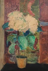 Leon Wyczółkowski, Biała hortensja, akwarela, papier