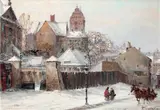 Widok na wieżę Kościoła Nawiedzenia Najświętszej Maryi Panny w Warszawie by Władysław Chmieliński, olej, płótno, sold May 2021