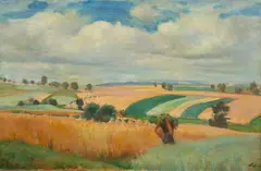 Pejzaż by Wojciech Weiss, olej, płótno, sold May 2021