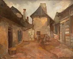 Henryk Rabinowicz, Podwórze w Kazimierzu, 1929 r., 1929, olej, płótno, 47
