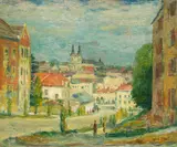 Władysław Lam, Panorama Lwowa, olej, płótno naklejone na tekturę, 38
