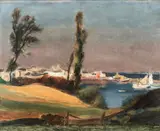 Henryk Hayden, Widok na zatokę, olej, płótno, 33