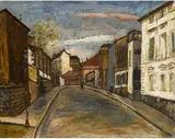 Nathan Grunsweigh, Rue Mongenot w Saint-Mandé jesienią, olej, tektura, 42