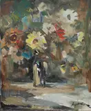 Kwiaty by Marian Mokwa, olej, płótno, sold May 2021