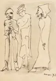 Otto Axer, Trzy postaci z mieczem, 1972 r., 1972, tusz, papier
