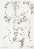 Józef Szajna, Autoportret, 1992, 1992, ołówek, papier, 42