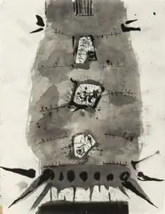 Aleksander Kobzdej, Bez tytułu. Praca dwustronna, 1968, 1968, tusz, ołówek, papier