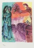 Miłość w przestrzeni by Marc Chagall, litografia barwna, bawełniany papier welinowy typu BFK Rives, sold Apr 2021