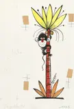 Jerzy Flisak, Małpka na palmie, ilustracja do Szpilek nr 31, tusz, akwarela, papier, 24