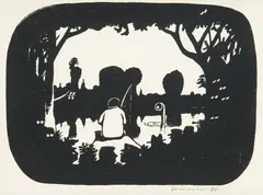 Jacek Fedorowicz, Zwykły obywatel Lech W. na rybach, 1984 r., 1984, serigrafia, papier