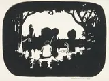 Jacek Fedorowicz, Zwykły obywatel Lech W. na rybach, 1984 r., 1984, serigrafia, papier