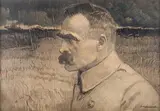 Apoloniusz Kędzierski, Portret Naczelnego Wodza, Józefa Piłsudskiego, 1922 r., 1922, ołówek, kredka, akwarela, 44